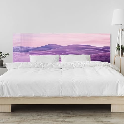 timalo Kopfteil fürs Bett 180 x 58 cm | Lila Berge, Felder, Landschaft violett | Acrylglas Schutzplatte – 2 mm – Wandpaneel Schlafzimmer, Bettrückwand & Wandschutz von timalo