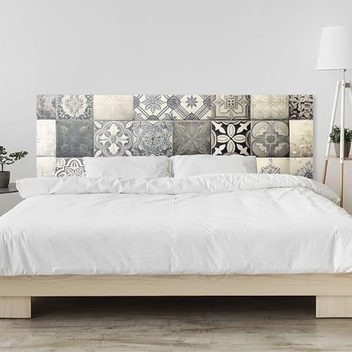 timalo Kopfteil fürs Bett 180 x 58 cm | Orientalische Fliesen grau | Moderne Bettrückwand – Acrylglas (PMMA) 2 mm – Wandpaneel & Wandschutz fürs Schlafzimmer von timalo