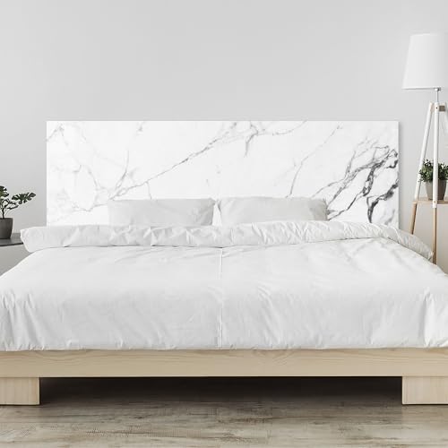 timalo Kopfteil fürs Bett 200 x 58 cm | Weißer Marmor | Acrylglas Wandpaneel wie Glas Bettrückwand & Wandschutz Bett, hochwertige Optik von timalo