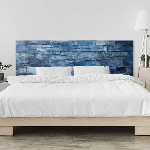 timalo Kopfteil fürs Bett 220 x 58 cm | Blaue Steinwand Bruchstein Mauer | Acrylglas Dekoplatte – 2 mm – Wandpaneel Schlafzimmer, Wandschutz Bett von timalo