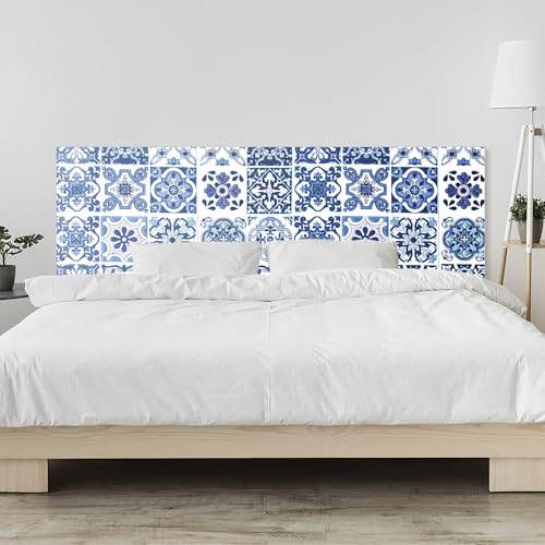 timalo Kopfteil fürs Bett 220 x 58 cm | Vintage türkische Fliesen blau | Wandpaneel Schlafzimmer – Acrylglas (PMMA) 2 mm – Bettrückwand & Wandschutz, Moderne Wandverkleidung von timalo