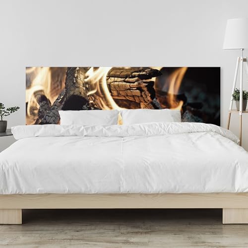 timalo Kopfteil fürs Bett 80 x 60 cm | Feuer Lagerfeuer Kamin | Bett Wandschutz – Acrylglas (PMMA) 2 mm – schützende Bettrückwand, einfache Montage Kopfende von timalo
