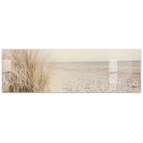 timalo Küchenbild aus Acrylglas modernes Wandbild Glasbild Deko Küche XXL Acryl-Bild wie Glas | 160x50cm Meer Düne Pampasgras Sand Strand Nordsee von timalo