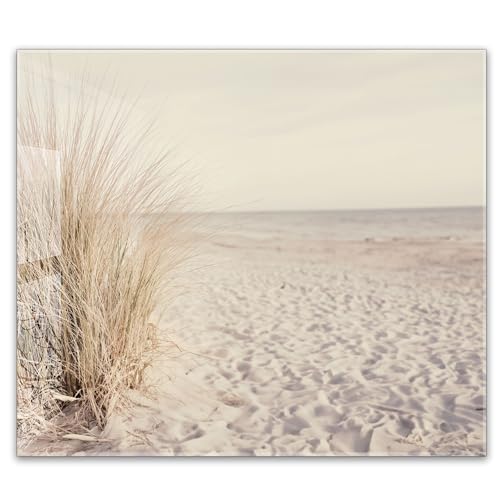 timalo Küchenbild aus Acrylglas modernes Wandbild Glasbild Deko Küche XXL Acryl-Bild wie Glas | 60x52cm Meer Düne Pampasgras Sand Strand Nordsee von timalo