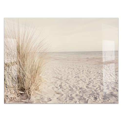 timalo Küchenbild aus Acrylglas modernes Wandbild Glasbild Deko Küche XXL Acryl-Bild wie Glas | 80x60cm Meer Düne Pampasgras Sand Strand Nordsee von timalo