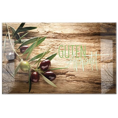 timalo Küchenbild aus Acrylglas modernes Wandbild Glasbild Deko Küche XXL Bild wie Glas | 80x50cm Oliven Guten Appetit von timalo