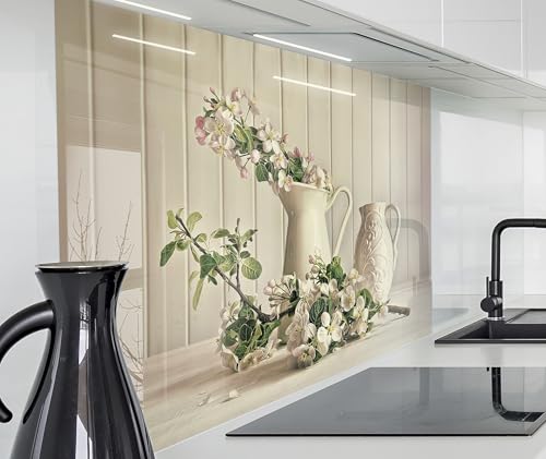 timalo Spritzschutz Wand für Herd, Küche Küchenrückwand Glasoptik | Acryl Glas 2mm | Glasrückwand Acrylglas Wandpaneele Rückwandschutz Platte | 100x50cm Vintage Blumenvase Blumen Krug timalo Spritzschutz Wand für Herd, Küche Küchenrückwand Glasoptik | Acryl Glas 2mm | Glasrückwand Acrylglas Wandpaneele Rückwandschutz Platte | 100x50cm Vintage Blumenvase Blumen Krug von timalo