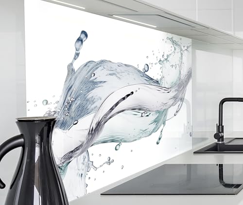 timalo Spritzschutz Wand für Herd, Küche Küchenrückwand Glasoptik | Acryl Glas 2mm | Glasrückwand Acrylglas Wandpaneele Rückwandschutz Platte | 220x58cm Wasserstrudel Splash von timalo
