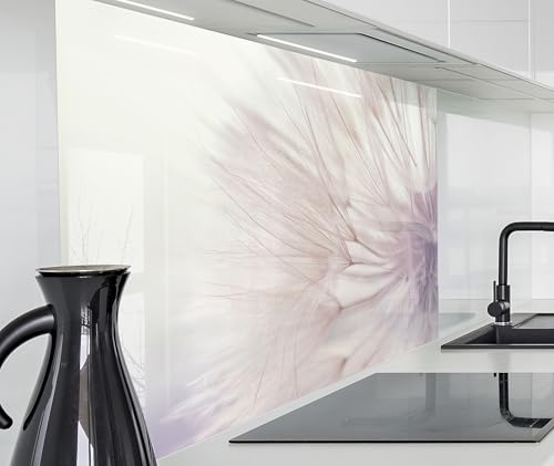 timalo Spritzschutz Wand für Herd, Küche Küchenrückwand Glasoptik | Acryl Glas 2mm | Glasrückwand Acrylglas Wandpaneele Rückwandschutz Platte | 240x58cm Löwenzahn Pusteblumen von timalo