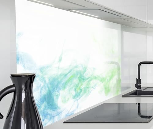 timalo Spritzschutz Wand für Herd, Küche Küchenrückwand Glasoptik | Acryl Glas 2mm | Glasrückwand Acrylglas Wandpaneele Rückwandschutz Platte | 80x60cm Grüner Rauch von timalo