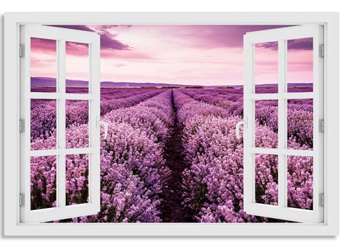 timalo Wandbild Outdoor wetterfeste Bilder für draußen | Gartenbilder Innen & Außen | Landschaftsbilder Acryl Glas Fensterblick Effekt | 100x50cm Lavendel Provence von timalo