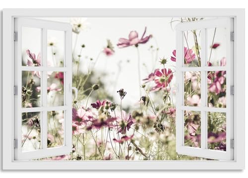 timalo Wandbild Outdoor wetterfeste Bilder für draußen | Gartenbilder Innen & Außen | Landschaftsbilder Acryl Glas Fensterblick Effekt | 120x60cm Blumen Feld von timalo