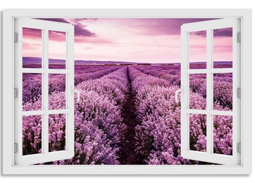 timalo Wandbild Outdoor wetterfeste Bilder für draußen | Gartenbilder Innen & Außen | Landschaftsbilder Acryl Glas Fensterblick Effekt | 60x40cm Lavendel Provence von timalo