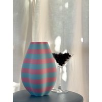Vase Muse Popsycle | Gestreifte Vase Wasserfeste in Bunt, Kann Ohne Probleme Runterfallen Blau Und Rosa Dopamine Decor von timariHome