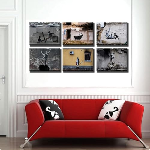 time4art BANKSY UKRAINE STOP WAR 6 BILDERN 40x30cm Print Canvas Bild auf Keilrahmen Leinwand von time4art