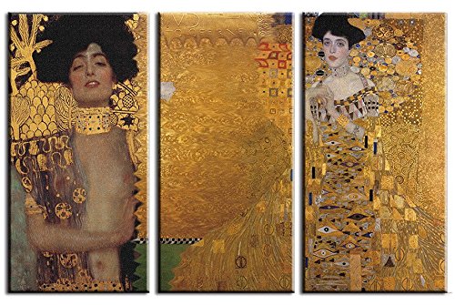 time4art Gustav Klimt Print Canvas 3 Bild 3 x 80x40cm 120x80cm Judith I und Adele Bloch-Bauer I auf Keilrahmen Leinwand von time4art