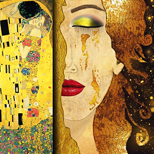 time4art Gustav Klimt Print Canvas Bild Der Kuss und Tranen auf Keilrahmen Leinwand verschiedene Größen (60x60cm) von time4art