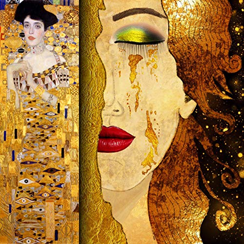 time4art Gustav Klimt Print Canvas Bild Tränen Adele Bloch-Bauer I Woman in Gold auf Keilrahmen Leinwand verschiedene Größen (80x80cm) von time4art