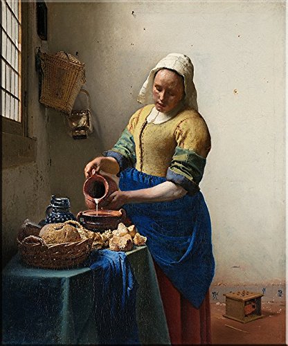 time4art Jan Vermeer Van Delft Dienstmagd mit Milchkrug 60x80cm Print Canvas Bild auf Keilrahmen Leinwand von time4art