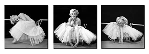 time4art Marilyn Monroe Ballerina Schwarz Weiß Loft Print Canvas 3 Bild 3 x 40x40cm Leinwand auf Keilrahmen von time4art