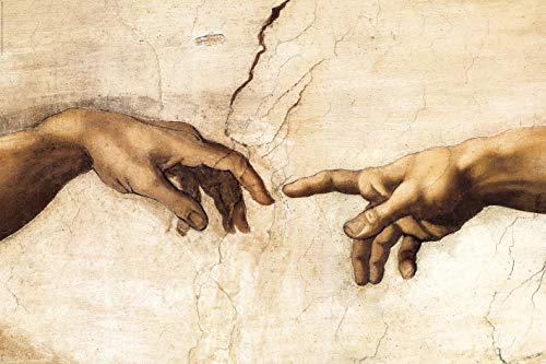 time4art Michelangelo BUONAROTTI Die Erschaffung Adams HÄNDE Print Canvas Bild auf Keilrahmen Leinwand Verschiedene Größen (120x80cm) von time4art