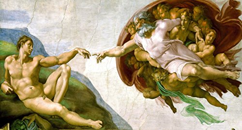 time4art Michelangelo BUONAROTTI Die Erschaffung Adams Print Canvas Bild auf Keilrahmen Leinwand Verschiedene Größen (120x60cm) von time4art