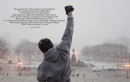 Sattie Rocky Balboa BILD MIT ZITAT BOXEN SPORT Boxing English Colour Text Print Canvas Bild auf Keilrahmen Leinwand Giclee 120x80 cm Wandbild Kunstdruck auf Leinwand Wandmontage Wohnzimmer von time4art