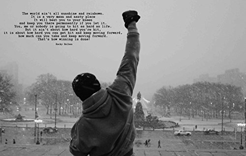 time4art Rocky Balboa BILD MIT ZITAT BOXEN SPORT Boxing English Print Canvas Bild auf Keilrahmen Leinwand Giclee 120x80 cm von time4art
