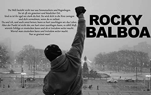 time4art Rocky Balboa BILD MIT ZITAT BOXEN SPORT Boxing English Print Canvas Black White Bild auf Keilrahmen Leinwand Giclee 120x80cm Wanddekoration Wohnzimmer von time4art