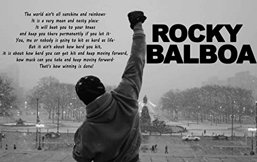 time4art Rocky Balboa BILD MIT ZITAT BOXEN SPORT Boxing English Print Canvas Black & White Bild auf Keilrahmen Leinwand Giclee 90x60cm von time4art