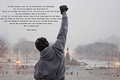 time4art Rocky Balboa BILD MIT ZITAT BOXEN SPORT Print Canvas Bild auf Keilrahmen Leinwand Giclee 120x80 cm Wandbild Wohnzimmer Wall Art Kunstwerk von time4art