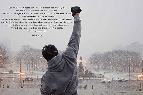 time4art Rocky Balboa Bild MIT Zitat Boxen Sport Print Canvas Bild auf Keilrahmen Leinwand Giclee 80x60cm von time4art