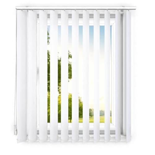 time4blinds - Lamellenvorhang - Vertikaljalousie - Lamellen für Büroarbeitsplätze und für Haus und Wohnung - Vorhang Flächenvorhang Schiebevorhang - 200x200 cm - Klassisch weiß von time4blinds