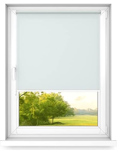 time4blinds Mini Rollo Basic - Rollo - Nicht-Invasiv - Fensterrollo innen ohne Bohren - Nicht-Invasive Griffe - Polyester - Dimmen Rollo - 140 x 140 cm Hellgrau - Rechte Steuerungsseite von time4blinds