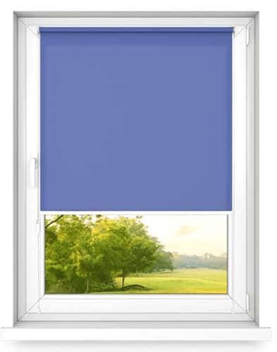 time4blinds Mini Rollo Basic - Rollo - Nicht-Invasiv - Fensterrollo innen ohne Bohren - Nicht-Invasive Griffe - Polyester - Dimmen Rollo - 70 x 100 cm Königsblau - Linke Steuerungsseite von time4blinds