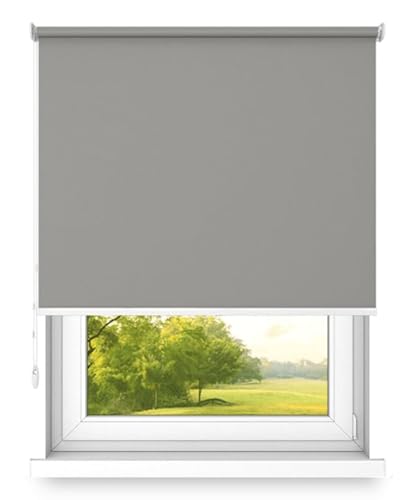 time4blinds Rollos Verdunkelungsrollo Freihängendes Rollo ohne Kassette Wand- oder Deckenmontage Großes Format UV-Schutz Thermische Eigenschaften Solides Design 100x300 cm Kardamom - Links von time4blinds