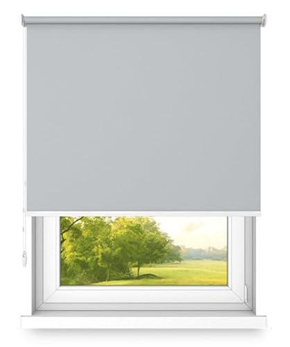 time4blinds Rollos Verdunkelungsrollo Freihängendes Rollo ohne Kassette Wand- oder Deckenmontage Großes Format UV-Schutz Thermische Eigenschaften Solides Design 160x180 cm Mondlichtgrau - rechts von time4blinds