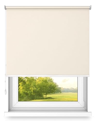time4blinds Rollos Verdunkelungsrollo Freihängendes Rollo ohne Kassette Wand- oder Deckenmontage Großes Format UV-Schutz Thermische Eigenschaften Solides Design 170x220 cm Ecru - Links von time4blinds