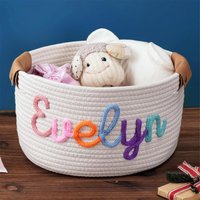 2025 Babyparty-Geschenk-Korb, Personalisierter Baby-Korb Mit Namen, Baumwollseil-Korb, Babyspielzeug-Aufbewahrungs-Organisator-Taufgeschenkkorb 2025 Babyparty-Geschenk-Korb, Personalisierter Baby-Korb Mit Namen, Baumwollseil-Korb, Babyspielzeug-Aufbewahrungs-Organisator-Taufgeschenkkorb von timemenscufflink