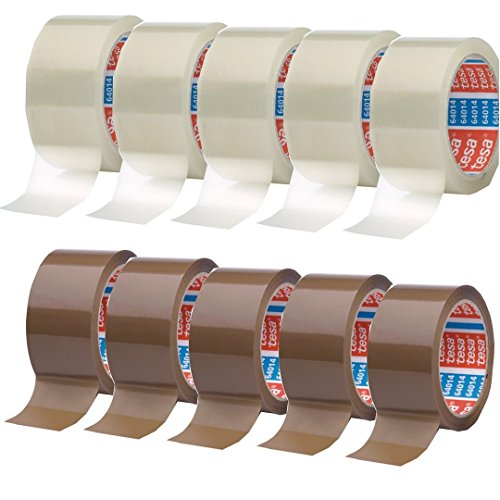 Timtina® Klebeband - 10 Rollen Farbmix (10 Rollen, Farbmix 5xbraun + 5x Klar) von Timtina