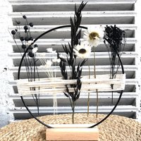 Trockenblumenkranz Tischdeko Stehkranz Geschenkidee Mit Trockenblumen Standring Holzfuß Flowerloop Fensterdeko Fensterbank Deko Schwarz von tinaslaedleDE