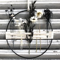 Trockenblumenkranz Türkranz Fensterkranz Wanddeko Fensterdeko Zum Hängen Trockenblumenring Trockenblumen Deko Boho Geschenkidee Metallring von tinaslaedleDE