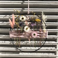 Trockenblumenkranz Türkranz Fensterkranz Wanddeko Fensterdeko Zum Hängen Trockenblumenring Trockenblumen Deko Boho Geschenkidee Metallring von tinaslaedleDE