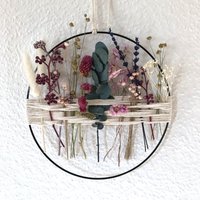 Trockenblumenkranz Türkranz Fensterkranz Wanddeko Fensterdeko Zum Hängen Trockenblumenring Trockenblumen Deko Boho Geschenkidee Metallring von tinaslaedleDE