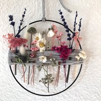 Trockenblumenkranz Türkranz Fensterkranz Wanddeko Fensterdeko Zum Hängen Trockenblumenring Trockenblumen Deko Boho Geschenkidee Metallring von tinaslaedleDE