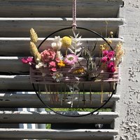 Trockenblumenkranz Türkranz Fensterkranz Wanddeko Fensterdeko Zum Hängen Trockenblumenring Trockenblumen Deko Boho Geschenkidee Metallring von tinaslaedleDE