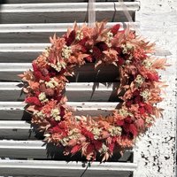 Trockenblumenkranz Türkranz Wanddeko Trockenblumenring Boho Geschenkidee Trockenblumendeko Blumenkranz Gebunden 30 cm Rose von tinaslaedleDE