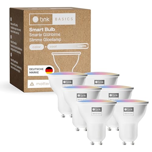 tink Basics Glühbirne GU10 LED RGBWW, Matter, Smarte Glühbirne 400LM, WLAN Lampen,16 Millionen Farben, Smart Bulb GU10 LED Funktioniert mit Alexa, Hey Google, Apple (6) von tink Basics