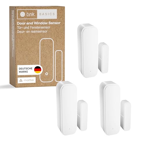 tink Basics Smart Door and Window Sensor, Matter - Smart Kontaktsensor für Türen & Fenster, automatische Steuerung, Matter Over Thread, kompatibel Apple Home, Alexa, Google Home, Smartthings, 3 Stück von tink Basics