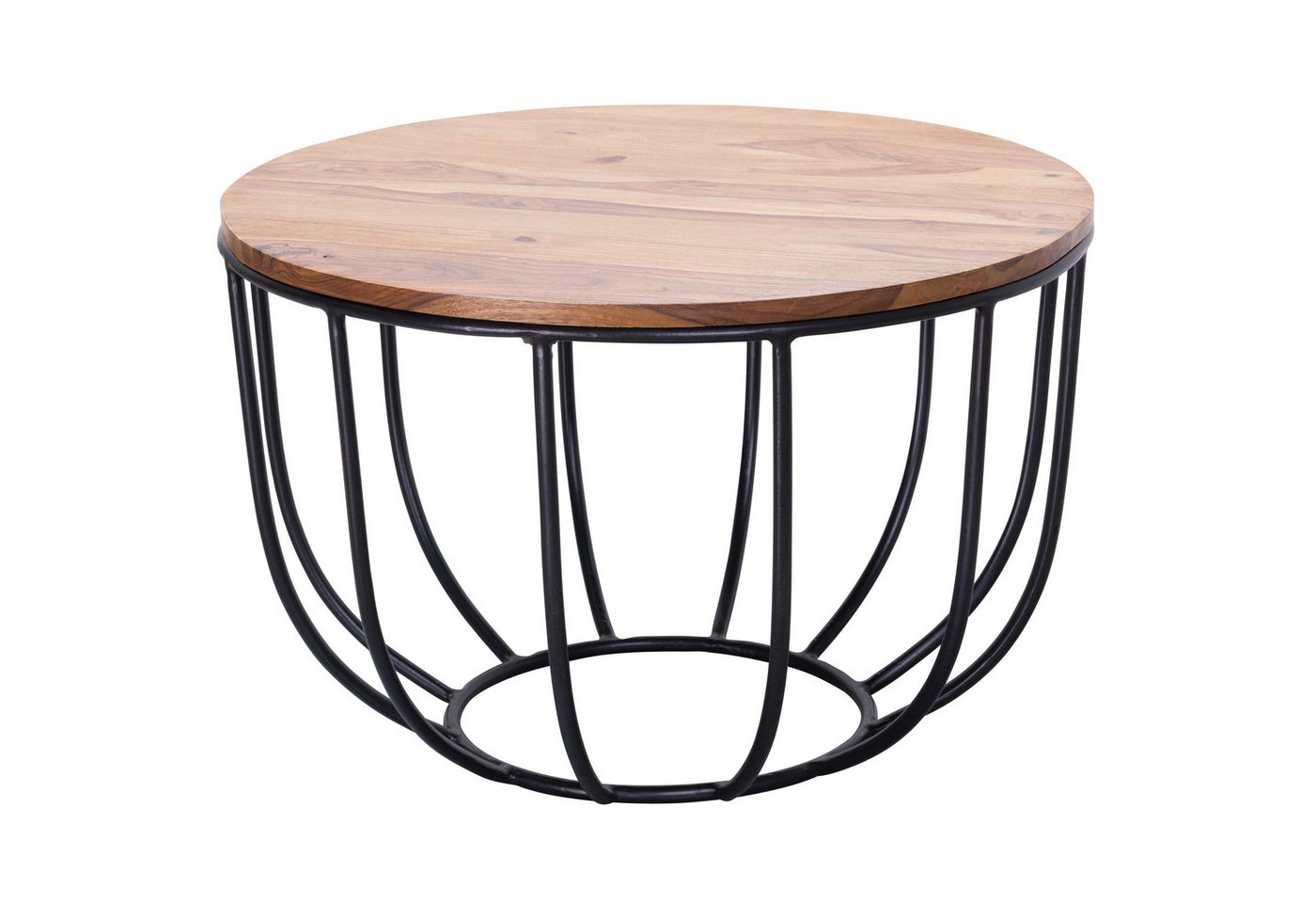 tinkaro Couchtisch KAIRA Metall Mango, Walnuss finish Korbtisch Kaffeetisch von tinkaro